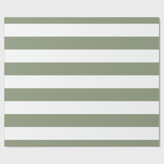 Sage Green, White XL Stripes Pattern Cadeaupapier (Vlak)