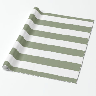 Sage Green, White XL Stripes Pattern Cadeaupapier