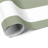 Sage Green, White XL Stripes Pattern Cadeaupapier (Rol Hoek)