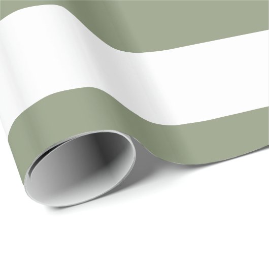 Sage Green, White XL Stripes Pattern Cadeaupapier (Rol Hoek)