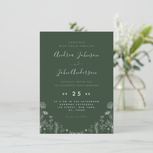 Sage Green | Wildbloemen Herfst met botanische led Kaart (Staand voorkant)