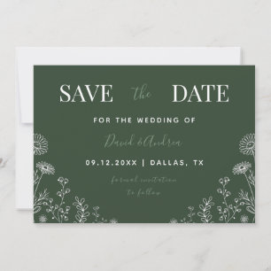 Sage Green Wildbloemen Natuur laat Herfst Save The Date