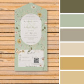 Sage Green Wilde Lijst QR Code All In One Uitnodiging