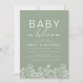 Sage Green Wildflower Baby in Bloom Shower Kaart (Voorkant)