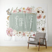 Sage Green Wildflower Baby in Bloom Shower Welkom Wandkleed (In Situ (horizontaal))