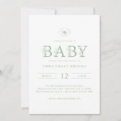Sage Green Wildflower Baby Shower All-in-One  Kaart (Voorkant)