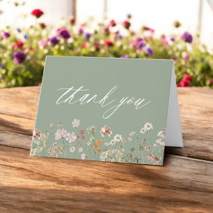 Sage Green Wildflower Baby shower Bedankkaart