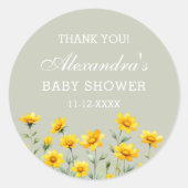 Sage Green Wildflower Baby shower Bedankt Ronde Sticker (Voorkant)