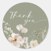 Sage Green Wildflower Baby shower Bedankt Ronde Sticker (Voorkant)