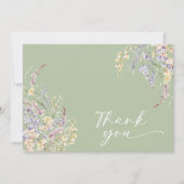Sage Green Wildflower Baby shower Dank u kaart (Voorkant)