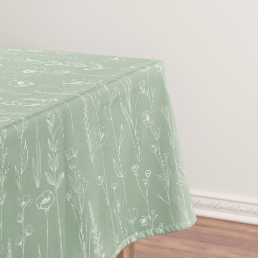 Sage Green Wildflower Baby Shower Tablecloth Tafelkleed (Voorbeeld)