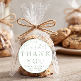 Sage Green Wildflower Baby Shower Thank You  Ronde Sticker