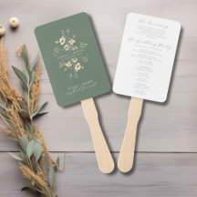 Sage Green Wildflower Bloemen Wedding Program Fan