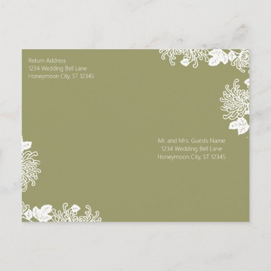 Sage Green Wildflower Bloom Goedkope Trouwen Uitnodiging Briefkaart (Achterkant)