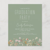 Sage Green Wildflower Bloom Graduation Party Foto (Voorkant)