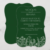 Sage Green Wildflower Bohemian Wedding Kaart (Voorkant / Achterkant)