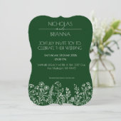 Sage Green Wildflower Bohemian Wedding Kaart (Staand voorkant)