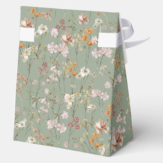 Sage Green Wildflower Boho Baby in Bloom Garden Bedankdoosjes (Achterkant)