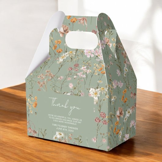 Sage Green Wildflower Boho Baby in Bloom Garden Bedankdoosjes