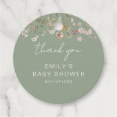 Sage Green Wildflower Boho Baby shower Bedankt Bedankjes Labels (Voorkant)
