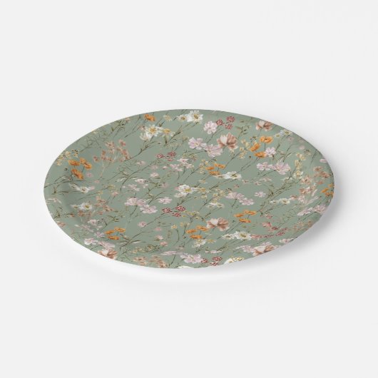 Sage Green Wildflower Boho Baby shower in Bloom Papieren Bordje (Gekanteld)