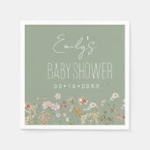 Sage Green Wildflower Boho Baby shower in Bloom Servet (Voorkant)