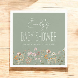 Sage Green Wildflower Boho Baby shower in Bloom Servet