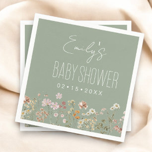 Sage Green Wildflower Boho Baby shower in Bloom Servet