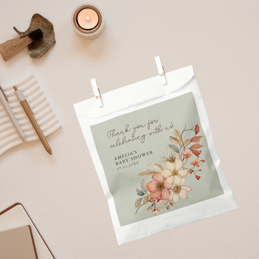 Sage Green Wildflower Boho Baby shower Rustiek Bedankzakje