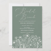 Sage Green Wildflower Boho Bruids Brunch Douche Kaart (Voorkant)