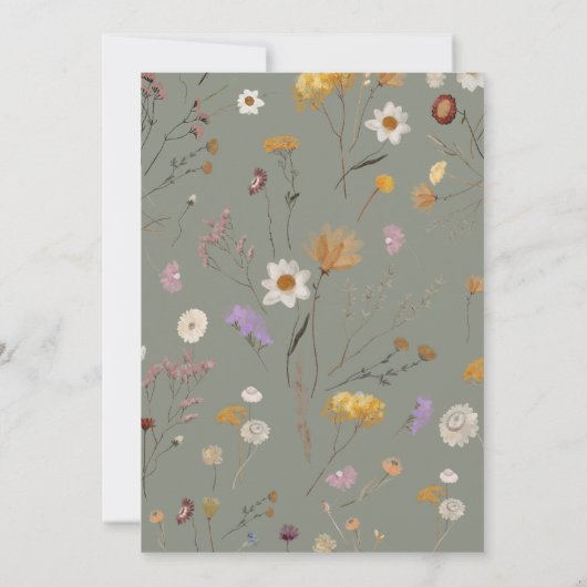 Sage Green Wildflower Boho bruiloft uitnodiging (Achterkant)