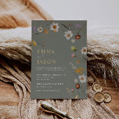 Sage Green Wildflower Boho bruiloft uitnodiging