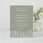 Sage Green Wildflower Boho Budget QR Code Wedding Kaart (Staand voorkant)