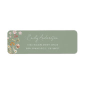 Sage Green Wildflower Boho Garden Retouradres Etiket (Voorkant)
