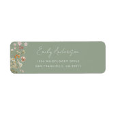 Sage Green Wildflower Boho Garden Retouradres Etiket (Voorkant)