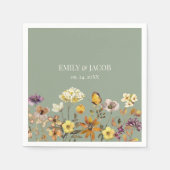 Sage Green Wildflower Boho Huwelijksservetten Servet (Voorkant)