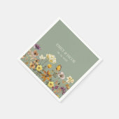 Sage Green Wildflower Boho Huwelijksservetten Servet (Hoek)