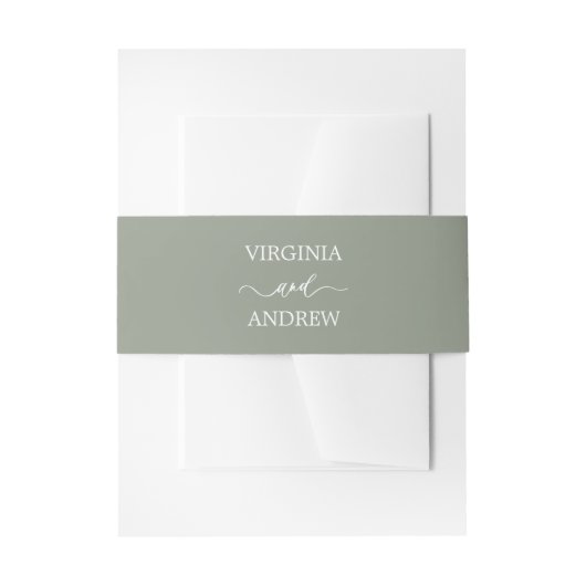 Sage Green Wildflower Boho Invitation Belly Band Uitnodigingen Wikkel (Voorkant Voorbeeld)