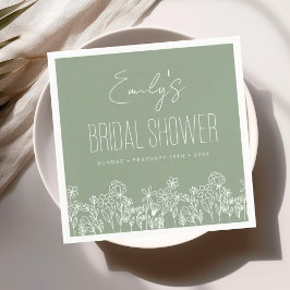 Sage Green Wildflower Boho Vrijgezellenfeest Napki Servet