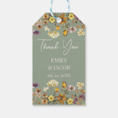 Sage Green Wildflower Boho Wedding Cadeaulabel (Achterkant)