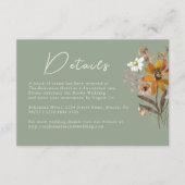 Sage Green Wildflower Boho Wedding Details Informatiekaartje (Voorkant)