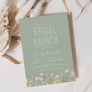 Sage Green Wildflower Bridal Brunch Uitnodiging