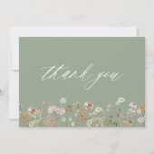 Sage Green Wildflower Bridal Shower Bedankkaart (Voorkant)