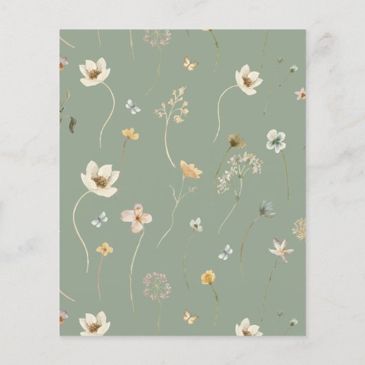Sage Green Wildflower Bruidsdouche Uitnodiging Flyer (Achterkant)