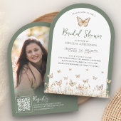 Sage Green Wildflower Butterfly Arch Vrijgezellenf Kaart