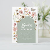 Sage Green Wildflower Butterfly Boeken voor Baby Informatiekaartje (Staand voorkant)