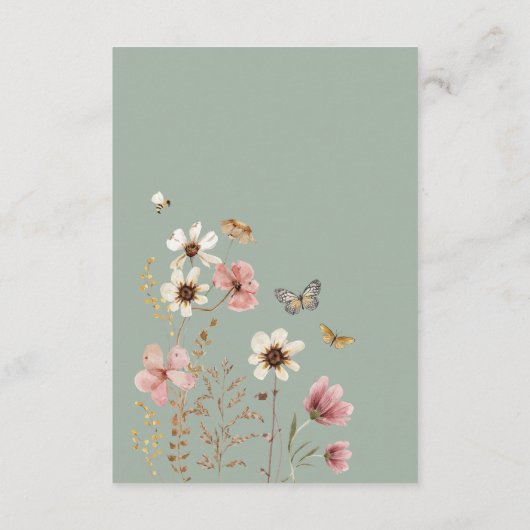 Sage Green Wildflower Butterfly Boeken voor Baby Informatiekaartje (Achterkant)