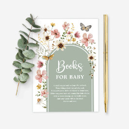 Sage Green Wildflower Butterfly Boeken voor Baby Informatiekaartje