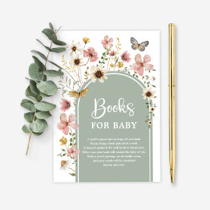 Sage Green Wildflower Butterfly Boeken voor Baby Informatiekaartje
