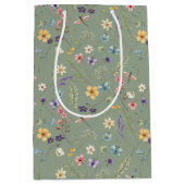 Sage Green Wildflower & Butterfly Medium Cadeauzakje (Voorkant)